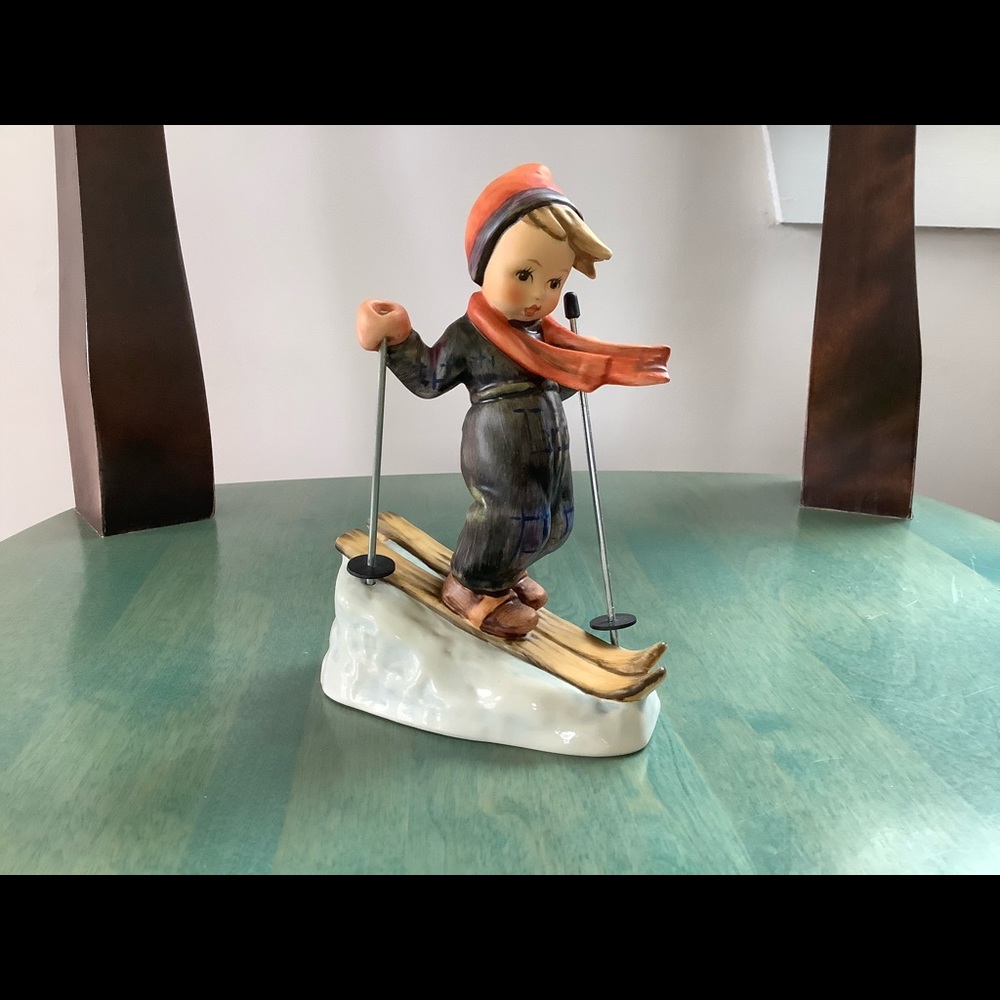 MJ HUMMEL Goebel Boy W/Ski Poles Vintage Figurine